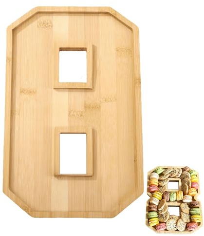 Hayaww Planche à charcuterie en bois en forme de chiffre Ensemble De Palettes en Bois pour Plateau De Service De Chiffres Plateau à Charcuterie en Forme de Chiffres Numéroté pour anniversaire (8)