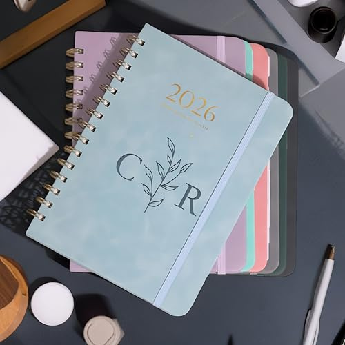 Personalisierter Planer 2025–2026 für Damen und Herren, Wochen- und Monatskalender-Notizbuch (August 2025–Juli 2026), Hardcover Spiralbindung, Schullehrer, Schülerplaner mit Tabs, Innentasche, A5