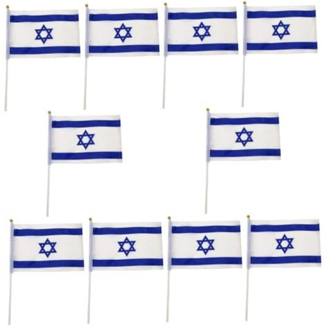 FUTUREORYY Drapeau Décoratif D'israël Polyester 20x28 Cm 10 Pièces pour Jardin Extérieur Décorations Fête Léger et Réutilisable