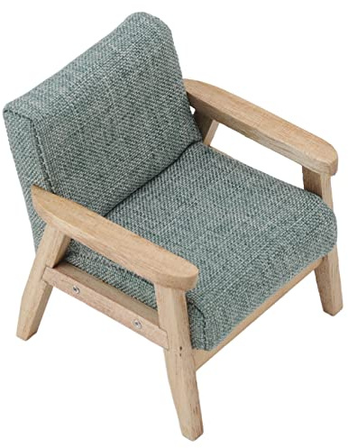 Asixxsix 1:12 PUPPENHAUS-Sofa-Sessel, Holzstoff, Miniatur-Puppenhaus-Couch, Mini-Puppenhaus-Möbel, Puppenhaus-Spielzug, Puppenhaus-Dekoration, Wohntzimmer-Möbel-Dekoration (Grau Grün)