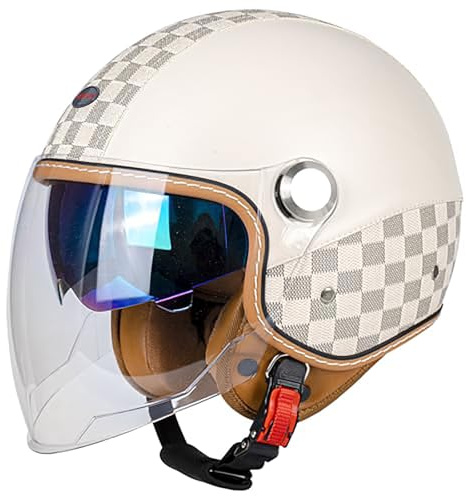 Motorcykel 3/4 Vintage Open Face Hjälmar, ECE-certifierade, Unisex, alla årstider Kompatibel med motorcykel, skoter, cruiser(A06,M(54~57CM))