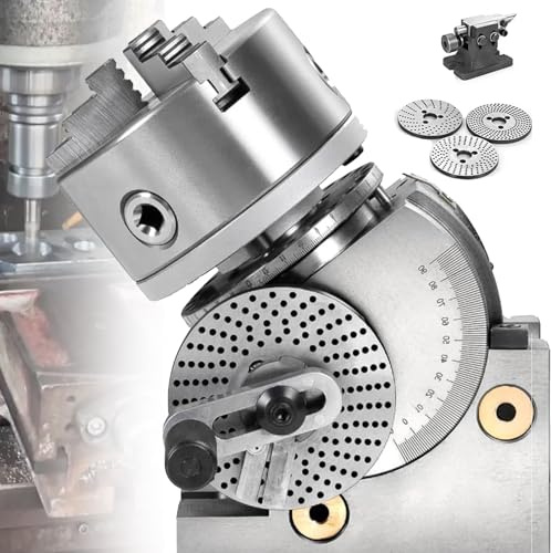 Dividing Head Indexing Plate 3 Jaw Universal for Milling Machine Rotary Table Vertical Horizontal with Tailstock Dividing Plates CNC Mill 5in 125mm Chuck