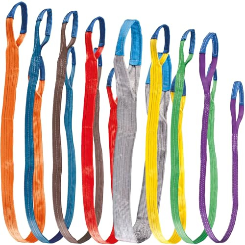 Hebeband mit Schlaufen Grün 2000 kg 6 Meter Länge TÜV GS geprüft nach EN 1492-1 Polyester 2-lagig Hebegurt für BAU Handwerk Montage Werkstatt Garten universelles Hebeschlinge Rundschlinge