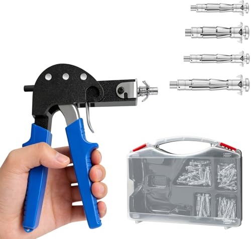 Montage Set Hohlraumbefestigung, 72 teiliges Montagezang für Hohlraumdübel Zange Set in 4 Größen für M4 M5 Metall-Hohlraumdübel für Betonsteine, Gipskartonplatten, Hohldecken, Sperrholz und mehr