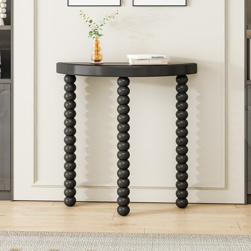 Labasuan Mesa Consola de Madera Demi Lune, Mesa Auxiliar de 3 Patas para sofá con Patas esféricas, Mesa Auxiliar Estrecha para salón, Ideal para Dormitorio(Black,100x30x80cm)