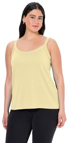 Ulla Popken Top de Tirantes Espagueti, Cuello Redondo, Mezcla de Modal, sin Mangas Amarillo pálido 50+ 728664608-50+