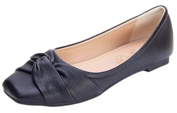 Scarpe ballerine da donna, eleganti, piatte, comode, antiscivolo, traspiranti, per costume tradizionale Dirndl, vestibilità larga, supporto per l'arco plantare, O nero., 44