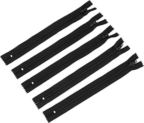 Trimz Cerniera Nera a Senso Unico, con Denti da 4 mm, 20 cm, 5 Pezzi, Poliestere, Nero, 5 unità