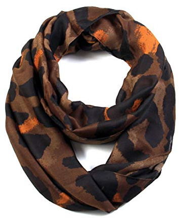 Scarfand's Classic Leopard Animal Print Infinity Fashion Scarves (Big-Spot Brown)