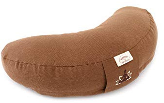 sei Design Halbmond Yogakissen Meditationskissen Yoga Kissen mit Buchweizenschalen-Füllung Yoga Block Bodenkissen groß Meditation Sitzkissen 46x25x10 Beige