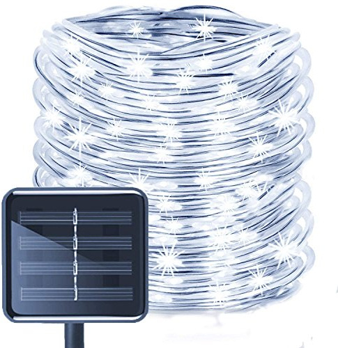 SUAVER Solar Lichterkette Außen, Wasserdicht 72FT 200LED Lichtschlauch Lichterkette,LED Schlauch 8 Modi Röhrenlicht Seil Kupferdraht Lichter für Garten,Pavillon,Hochzeit,Party,Fest Deko (Weiß)