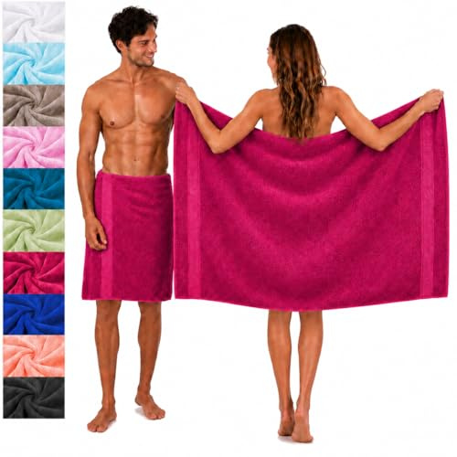 Betz 2 Stück Saunatücher Saunatuch Saunahandtuch Set Palermo 100% Baumwolle Frottier XXL Badetuch Strandtuch Größe 80 x 200 cm Farbe Cranberry