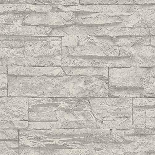 Papier peint intissé brique pierre imitation Tapisserie salle de bain 707116 70711-6 A.S. Création Best of Wood`n Stone 2nd Edition | Gris/Blanc | Rouleau (10,05 x 0,53 m) = 5,33 m²