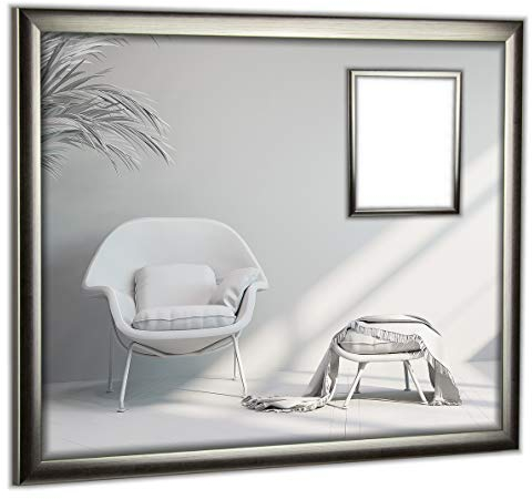 myposterframe Cupid Bilderrahmen modern 53 x 54 cm Größewahl 54 x 53 cm Hier: Silber patiniert mit Kunstglas Antireflex 1 mm