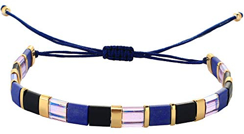 KELITCH Tila Perlen Charm Armbänder Verstellbare Wickelarmbänder Handgefertigter klassischer Schmuck für Damen - Blau 01A