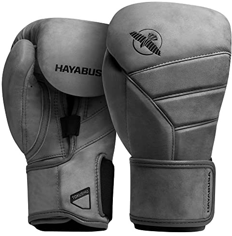 Hayabusa T3 LX Gants de Boxe en Cuir pour Hommes et Femmes pour l'entraînement avec Sac Lourd et Gants de Travail – Ardoise, 16 oz