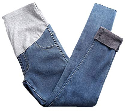 keepmore Invierno Vaqueros premamá Leggings Ajustados Pantalones cálidos Plus Terciopelo Pantalones de Mezclilla de Embarazo para Mujeres Embarazadas Calzas engrosadas