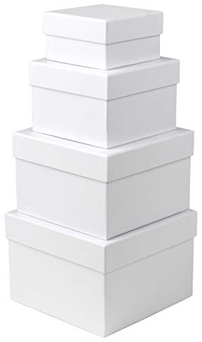Briful Rechteckige Aufbewahrungsbox mit Deckel Geschenkbox Karton Pappschachteln Ordnungsboxen Geschenkkarton für Geschenke, Schokolade, Basteln, Spielzeug, Geschenkverpackung, 4er Set (Weiß)
