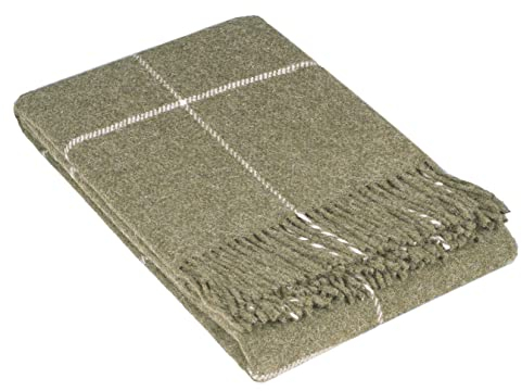 Coperta in Lana 140x200, 100% Lana, Plaid Lana Morbido per Letto e Divano, Singolo, Una Piazza e Mezza, Matrimoniale, Coperta Calda e Durevole, Elegante Copriletto con Frange - ZELANDIA Wool Blanket