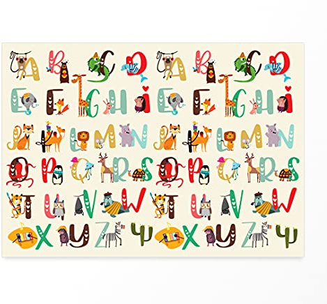 Friendly Fox Geschenkpapier Einschulung, 6 Bögen | zum Schulanfang, Tier ABC Geschenkverpackung, Motivpapier