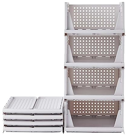 RMAN® Organizer Armadio, 4 set Organizer Cassetti, Portaoggetti Contenitori Pieghevole Scatole per Armadio Salvaspazio Cassettiera Armadio Interna per T-shirt, Pantaloni, Bianco