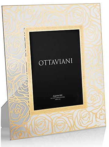 Ottaviani Bilderrahmen aus der Kollektion Rose aus Kristall und Blattgold Technologie Goldfolie 13 x 18 cm