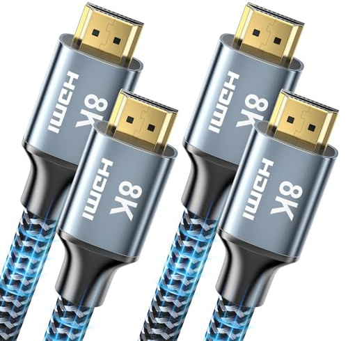 CABNEER 8K HDMI 2.1 Cable 1.5m 2 Pack, HDMI Cable High Speed 48Gbps 8K@60Hz 4K@120Hz 2.2/2.3 for eARC HDCP HDR Compatible with HDTV, Laptop etc