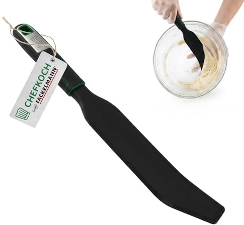 CHEFKOCH Extra Langer Premium Spatel – Abgerundete Flexible Silikon-Lippe, Ideal für Küchenmaschinen & Rührschüsseln, Spülmaschinenfest, Edelstahl & Kunststoffgriff