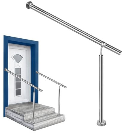 YARDIN Edelstahl Handlauf Treppengeländer Eingangsgeländer Wandhandlauf Geländer Winkel Einstellbar für Treppen Drinnen und Draußen Treppenhaus - 200 x 90cm (L x H)