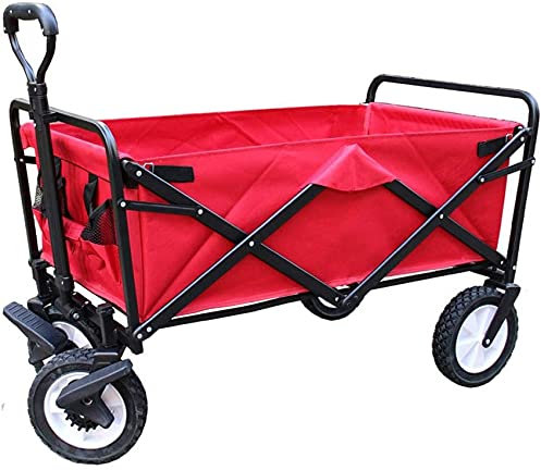 Zusammenklappbarer All-Terrain-Strandwagen, robuster zusammenklappbarer Mehrzweckwagen, Transportwagen für den Garten im Freien, tragbarer Handwagen-Einkaufswagen für Lebensmittel