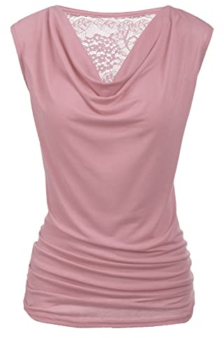 Pinspark Elegante blusa de mujer plisada con cuello en V, manga corta, para verano, elástica, túnica