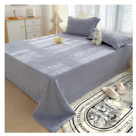 Flausch Bettlaken Haushaltstuch ohne Gummizug Betttuch ohne Gummi Mikrofaser Laken Leintuch Haustuch viele Größen und Farben (Color : Blue A, Size : 200x230cm)