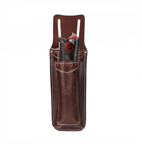 TOURBON Genuine Leather Garden Tool Belt Pouch Gardening Tool Holster for Folding Pruning Saw Pliers Shears Secateurs Knife Case