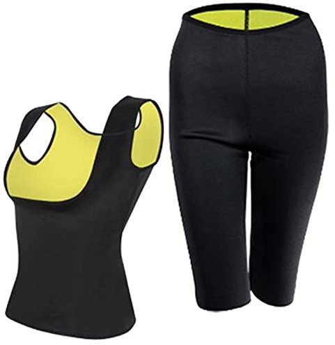 JISADER Conjunto de Sauna para Mujer, Chaleco Moldeador y Pantalones de Ejercicio, Negro, XXL