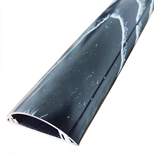 Kabelabdeckungsschutz für Kabelmanagement, Kabelversteck unter dem Schreibtisch, Aluminium-Kabelkanal, Bodenkabel-Organizer in Holzoptik (Farbe: Schwarz, Größe: 40 mm/1,6 Zoll)