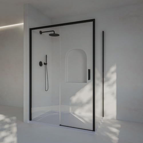 Mampara Angular Frontal 122,5-127,5 cm x Fijo 77,5-80 cm Alto 200 cm Negro