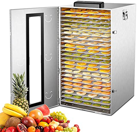 Disidratatore per Alimenti a 18 Vassoi in Acciaio Inossidabile, Essiccatore per Frutta con Impostazione della Temperatura di 30~90°C, Disidratatore Commerciale per Frutta, Verdura, Carne e Peperoncin