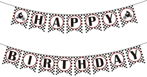 Motorcycle Theme Banner Dirt Bike Birthday Decoration Dirt Bike Party Supplies Banner for Motocross Themed Birthday Party Man or Boy Riding Room Wall Decoration