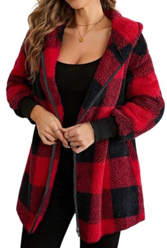 Ranphee Manteau Femme Hiver Chaud Chic Vetement 2026 Long Oversize Carreaux Polaire Veste