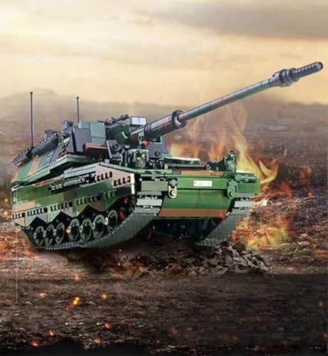Yunigzmy Technik Panzer Bausteine für Panzerhaubitze 2000, 1345 Klemmbausteine Militär Panzer Modellbausatz, MOC Zweiter Weltkrieg Tank Bausatz Geschenke Spielzeug für Erwachsene Kinder