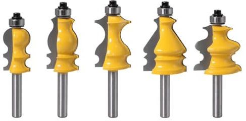 5pcs 8mm Shank Casing Base Molding Router Bit Set CNC Line Knife Woodworking Cutter Tenon Cutter for Woodworking Tools