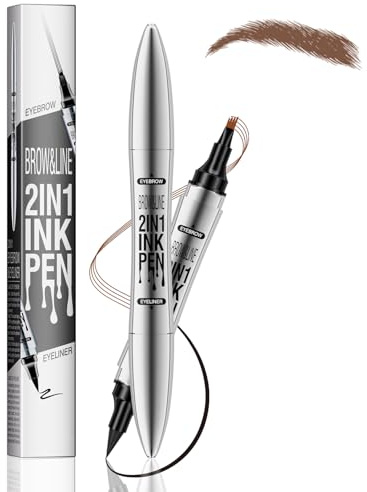 Microblading Augenbrauenstift – 2-in-1 Dual-Ended Stift mit 4 Micro Gabelspitzen, Magischer Augenbrauenstift Wischfester Eyebrow Pencil für Präzise und Natürliche Augenbrauen (Hellbraun)