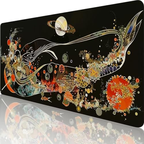 Rot Mauspad XXL 600 x 300, Erweiterte Groß Mousepad Abstrakt, Wasserfest Schreibtischunterlage Vernähte Kanten Design, Mouse Pad mit rutschfeste Gummibasis für Pc Büro Deko, Geschenke für Frauen i-1