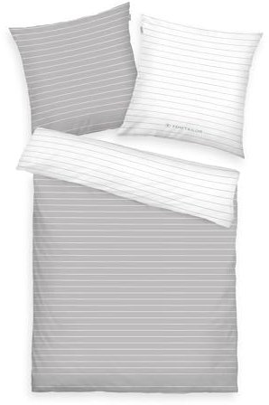 Bettwäsche 135x200, Tom Tailor Bettwäsche-Set Scandi Trio, zeitlos, gradlinig, klar, 100% natürliche Baumwolle, 1x Kissenbezug 80x80 + Bettbezug 135x200, Reißverschluss, Erwachsene (Stockholm)