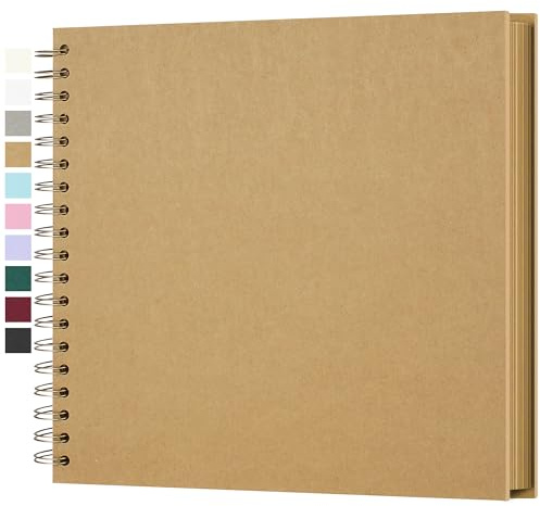 Yopih Album Photo Scrapbooking DIY 25,5x25,5 cm Papier Kraft Rigide avec 50 Feuilles (100 Pages) Livre de Souvenirs Photographiques pour Familles Mariages Anniversaire Bébé Voyage, Marron