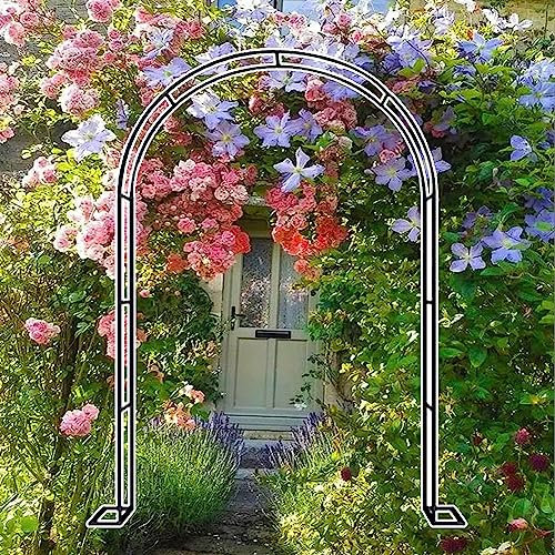 Gartentorbogen für Rosen, Kletterpflanzen, extra breit, 350 cm, großer Rosenbogen in Schwarz/Grün/Weiß, 2,4 m breit x 2,2 m hoch