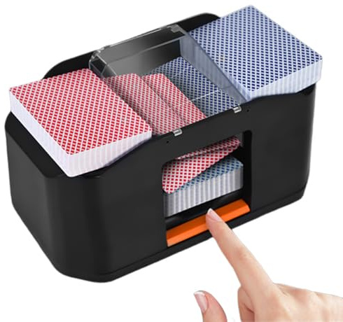 Kartenmischmaschine, leiser automatischer Kartenmischer für 1-2 Decks Poker, 2000 mAh elektrischer Mischpult für UNO, Texas Hold'em, Poker, Blackjack (a)