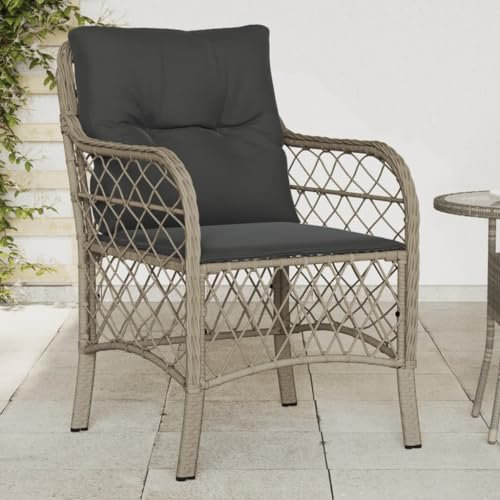 Terrassenmöbel-Set für den Außenbereich, 2-teilig, hellgrau, Poly-Rattan-Sessel mit Kissen, bequeme Gartensitzgelegenheit für Terrasse oder Terrasse