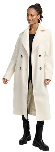 Navahoo Damen lange Übergangsjacke Mantel in Woll-Optik mit Reverskragen Sternlein 14 XS-3XL