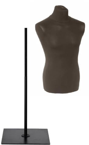 fella4stores Basic Herrenbüste Größe EU 50 (M), vollgeformte Schneiderpuppe, Schaufensterfigur & Mannequin aus PU-Schaum mit Überzug und Metall-Standfuß B3, Kleiderpräsentation & Dekoration, Schwarz